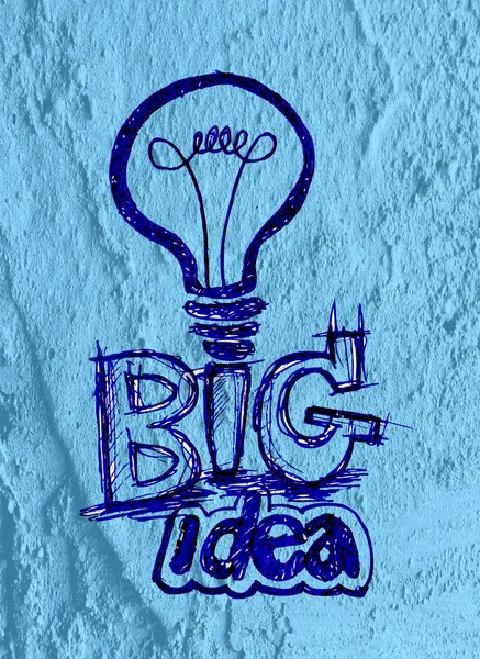 Idea Icono de bombilla en pared de cemento textura fondo diseño — Foto de Stock