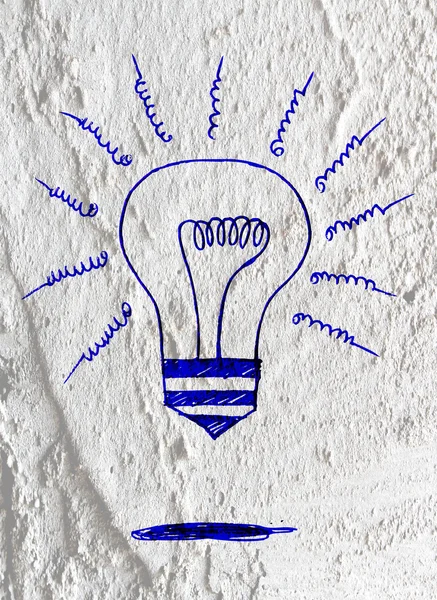 Idea Icona lampadina su cemento parete texture sfondo design — Foto Stock