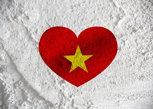 Flagge von Vietnam Themen Idee Design auf der Wand Textur Hintergrund — Stockfoto