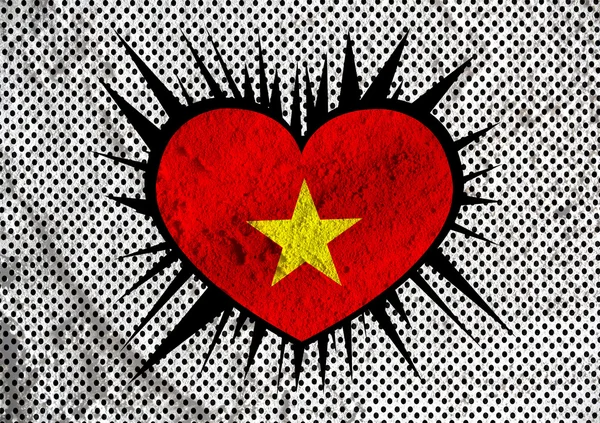 Vlag van vietnam thema's idee design op muur textuur achtergrond — Stockfoto