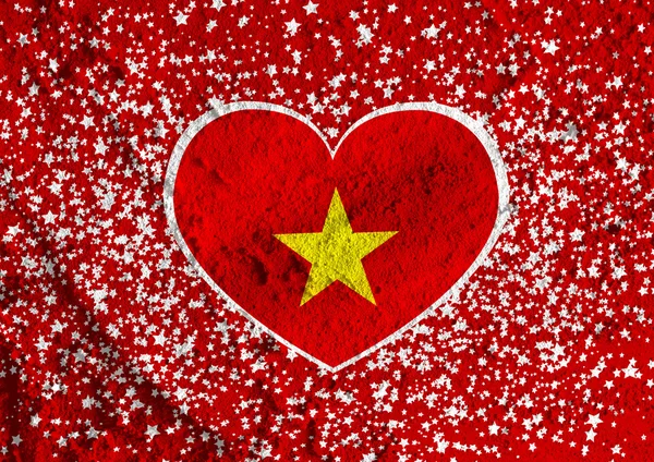 Vlajka Vietnamu motivy ideový návrh na zdi textury pozadí — Stock fotografie