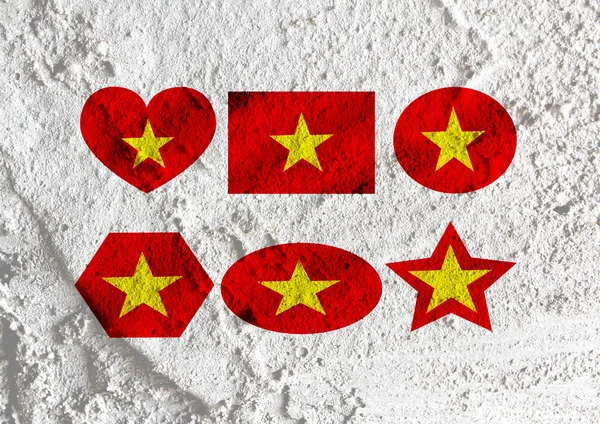 Flagge von Vietnam Themen Idee Design auf der Wand Textur Hintergrund — Stockfoto