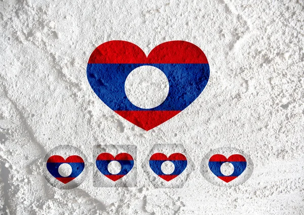 Bandera de Laos temas idea diseño sobre fondo textura de la pared — Foto de Stock