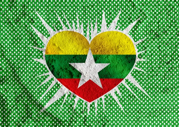 म्यांमार ध्वज संघ या बर्मा ध्वज विषयों दीवार पर विचार डिजाइन — स्टॉक फ़ोटो, इमेज