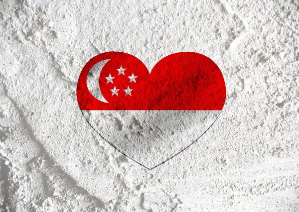 Bandera Nacional de Singapur temas idea diseño en pared textura ba —  Fotos de Stock