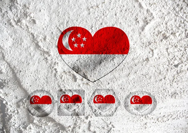 Bandera Nacional de Singapur temas idea diseño en pared textura ba —  Fotos de Stock