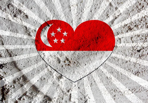 Bandera Nacional de Singapur temas idea diseño en pared textura ba — Foto de Stock