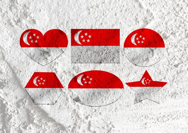 Bandeira nacional de Singapura temas ideia design na parede textura ba — Fotografia de Stock