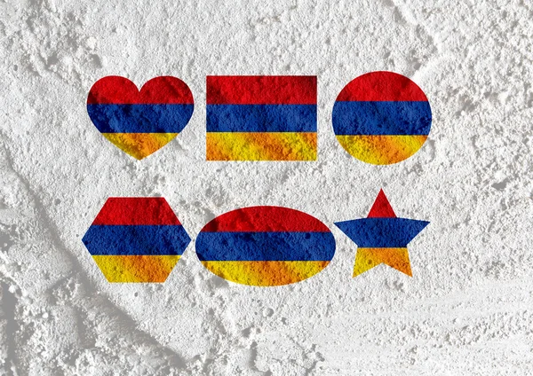Прапор Вірменії темами дизайн ідея на фоні стіни текстур — стокове фото