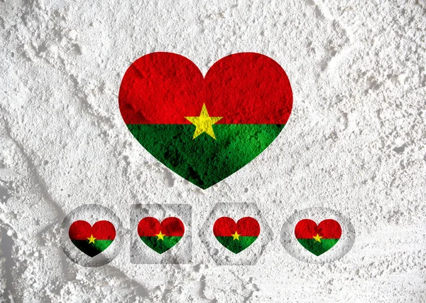Burkina Faso bandeira temas ideia design na parede textura fundo — Fotografia de Stock