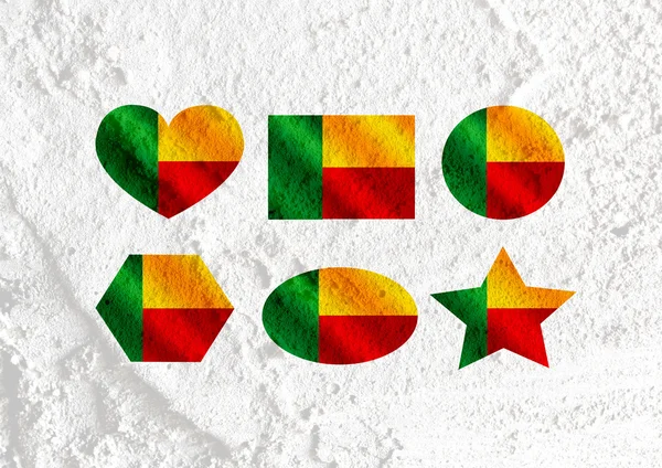 Benin bandiera temi idea design su sfondo texture parete — Foto Stock