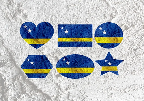 Curacao flagga teman idé design på väggen textur bakgrund — Stockfoto