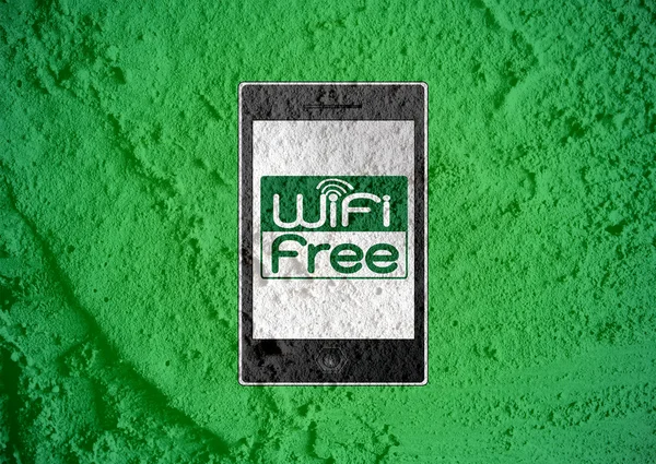Smart Phone with wifi on wall texture background — Stock Photo, Image