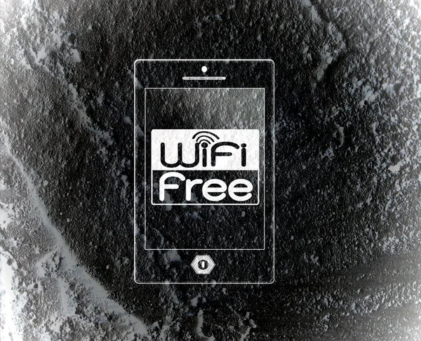 Smart Phone with wifi on wall texture background — Stock Photo, Image