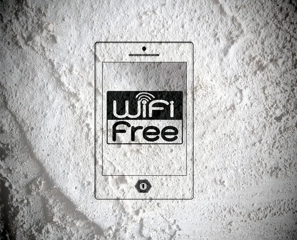 Smart Phone with wifi on wall texture background — Stock Photo, Image