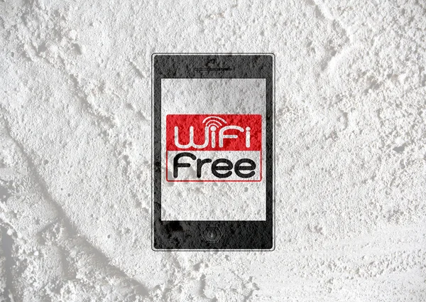 Smart Phone with wifi on wall texture background — Stock Photo, Image