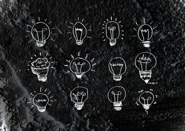 Ideia Ícone de lâmpada na textura da parede design de fundo — Fotografia de Stock
