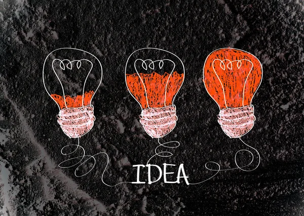 Idea Icona della lampadina sulla trama della parete disegno di sfondo — Foto Stock