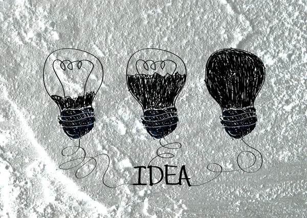 Idea Light bulb icon on wall texture background design — Stock Photo, Image