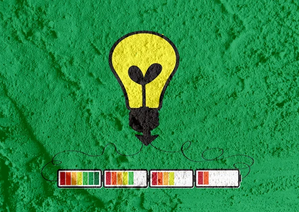 Lamp met batterij macht idee muur textuur achterop opladen — Stockfoto