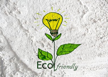 Eko Dostu ampul bitki büyüyen yeşil ve eko enerji konsantrasyon