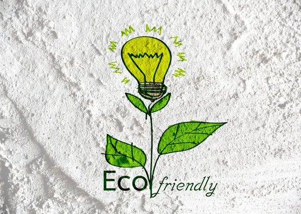 Eko Dostu ampul bitki büyüyen yeşil ve eko enerji konsantrasyon — Stok fotoğraf
