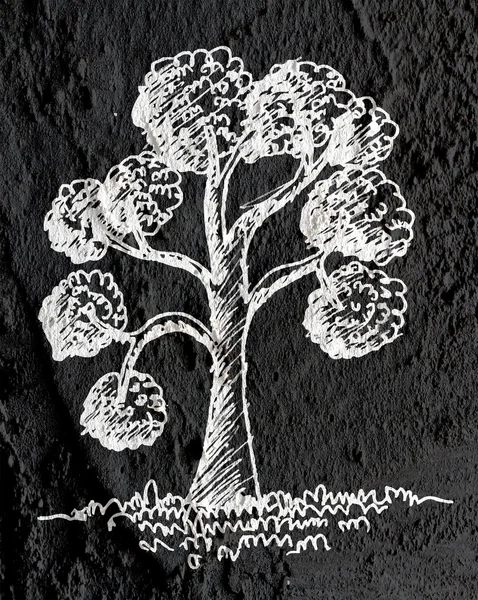 Деревья с листьями в силуэтах на фоне настенной текстуры d — стоковое фото