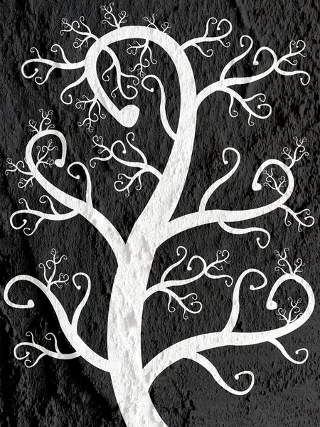 Ilustraciones Árbol estilizado con hojas en la pared textura backgr — Foto de Stock