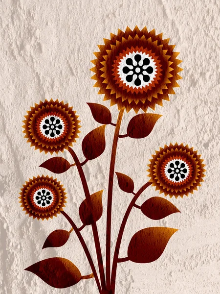 Flower Abstract on wall texture background design — Stock Photo, Image