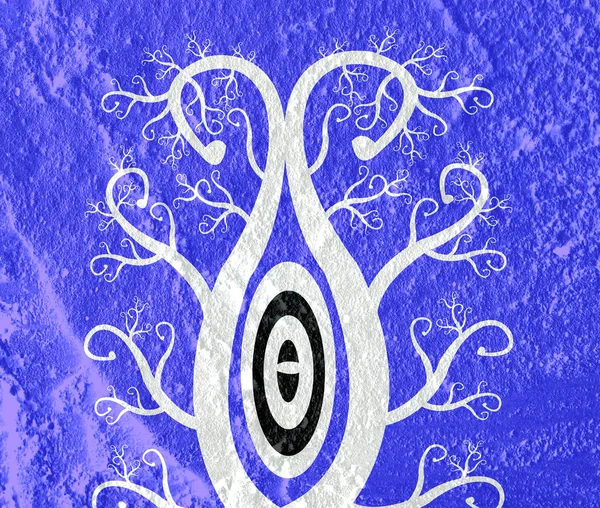 Drzewo stylizowane ilustracje z liści na ścianie tekstury tła — Zdjęcie stockowe