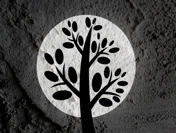 Trees with leaves  in silhouettes  on wall texture background de — Stock Photo, Image