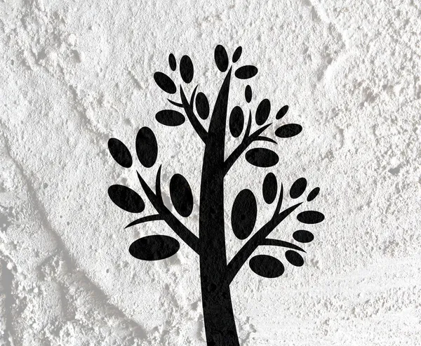 Trees with leaves  in silhouettes  on wall texture background de — Stock Photo, Image