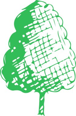 Yaprak işareti tasarımı ile el çizimi ağaç simgesi