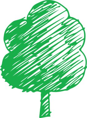 Yaprak işareti tasarımı ile el çizimi ağaç simgesi