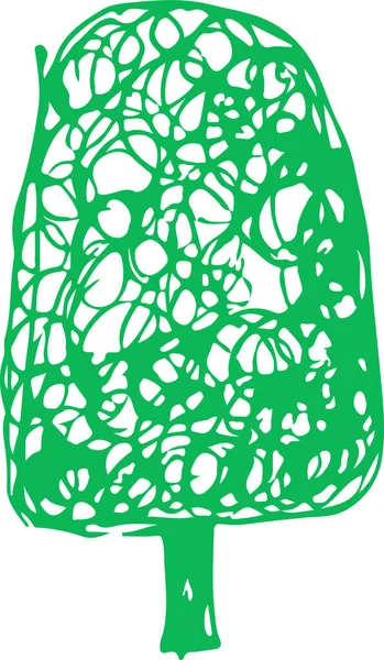 Ícone Árvore Desenhado Mão Com Design Sinal Folha —  Vetores de Stock
