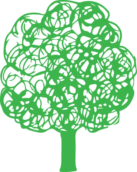 Ręcznie Rysowane Drzewo Ikona Liści Projekt Znaku — Wektor stockowy