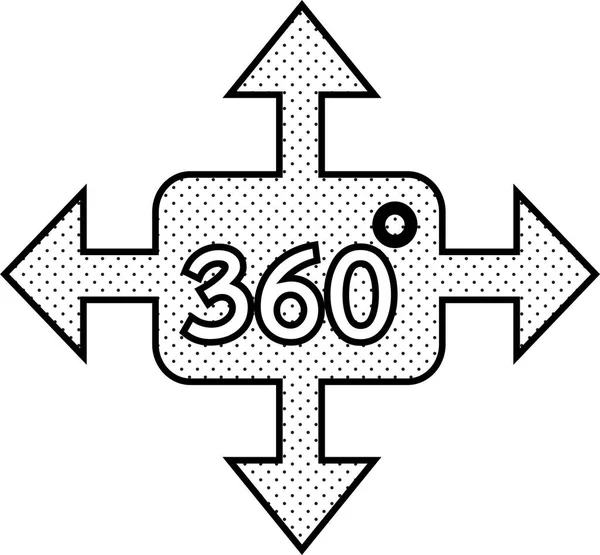 360 Grad Symbolzeichen Symboldesign — Stockvektor