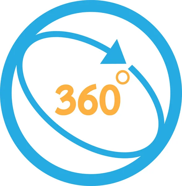 360 Grado Icona Segno Simbolo Design — Vettoriale Stock