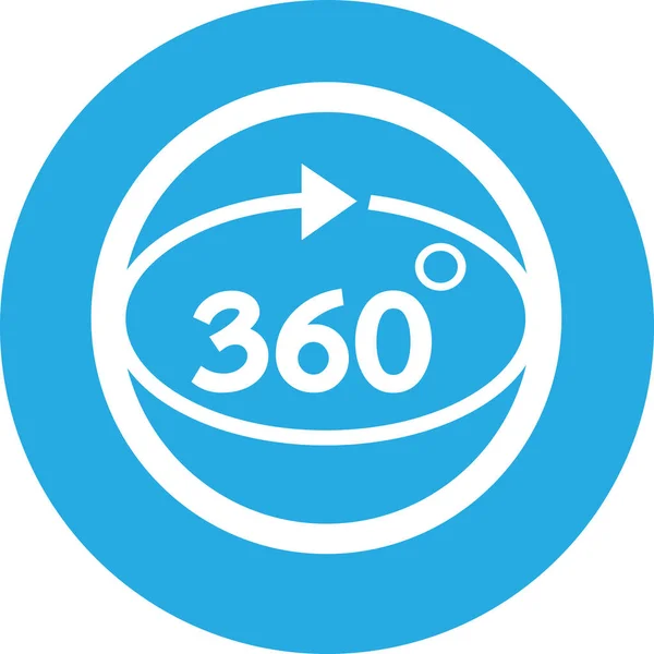 360 Grado Icona Segno Simbolo Design — Vettoriale Stock