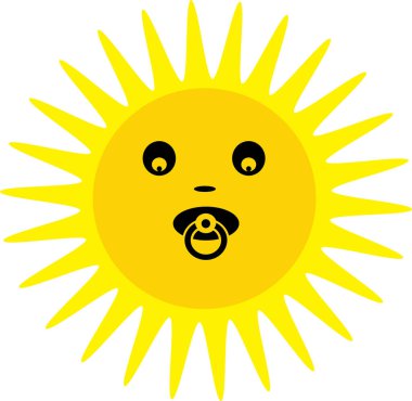 Güneş simgesi duygu çizgi film sembolü tasarımı