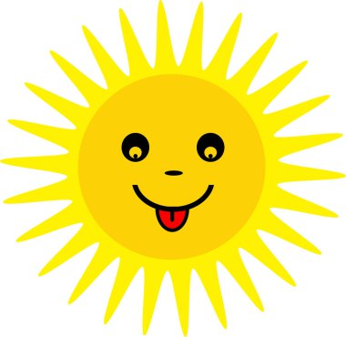 Güneş simgesi duygu çizgi film sembolü tasarımı