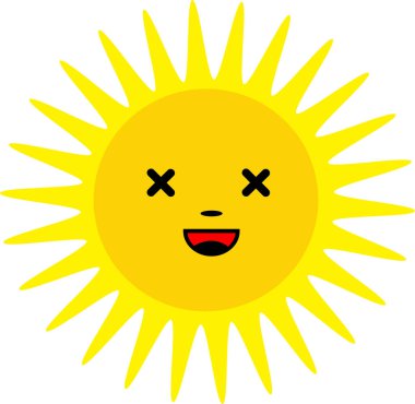 Güneş simgesi duygu çizgi film sembolü tasarımı