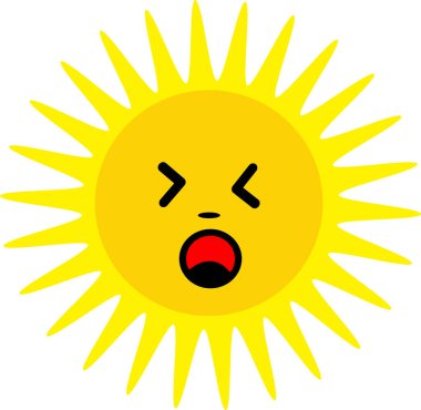 Güneş simgesi duygu çizgi film sembolü tasarımı