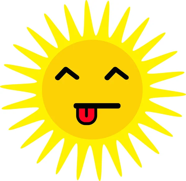Ikona Słońca Emocje Kreskówka Znak Symbol Projekt — Wektor stockowy