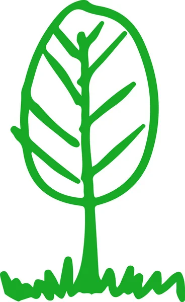 Ręcznie Rysowane Drzewo Ikona Znak Symbol Projekt — Wektor stockowy