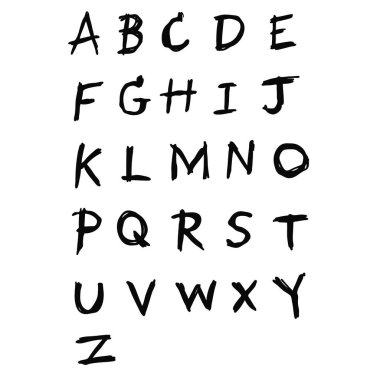 El çizimi alfabe el yazısı harfleri yazı tipi simgesi sembol tasarımı