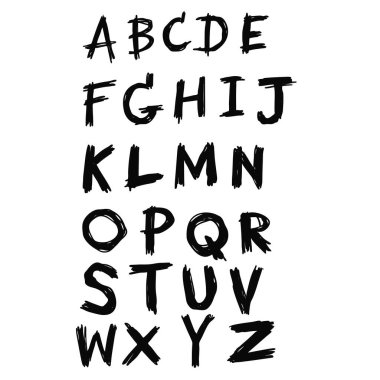 El çizimi alfabe el yazısı harfleri yazı tipi simgesi sembol tasarımı