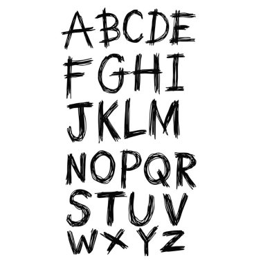 El çizimi alfabe el yazısı harfleri yazı tipi simgesi sembol tasarımı