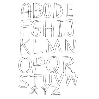 El çizimi alfabe el yazısı harfleri yazı tipi simgesi sembol tasarımı