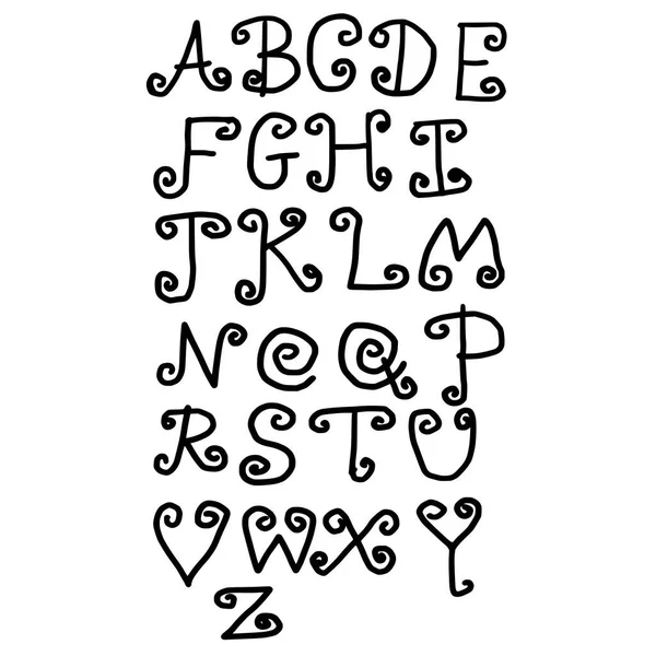 Hand Drawn Alphabet Handwriting Lettering Calligraphy Font Icon Sign Symbol — 图库矢量图片